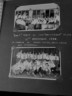 Britannia Club party 1958
Dec 1958 in honour of Speedy McNeil, Jack Lamd and McAndrew
