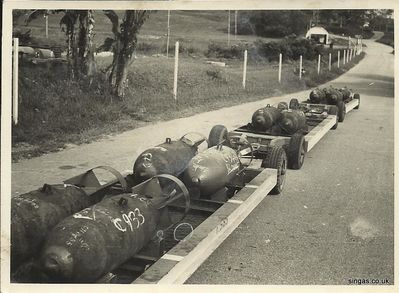 Some Bombs being transported
Some Bombs being transported to one of the Sqdns from the Bomb Dump
Keywords: RAF Tengah;Bill Gall;Bombs