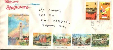 150th anniversary of Singapore
his first day cover was issued to commemorate the 150th anniversary of Singapore
Keywords: stamps;150th