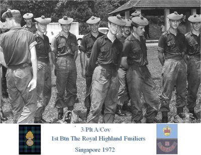 1st Btn The Royal Highland Fusiliers
1st Btn The Royal Highland Fusiliers at Nee Soon Ranges 1972.
My thanks to Robert Bryan for this photo.
Keywords: Robert Bryan;Nee Soon;Royal Highland Fusiliers;1972