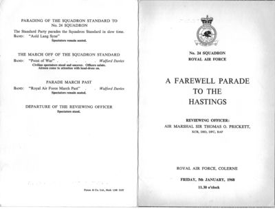 Fare Well Parade To Hastings
Keywords: Bob Chesterman;48 Squadron;Changi;RAF;Hastings