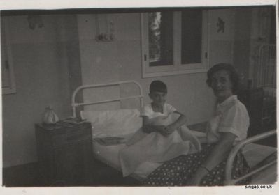 Mother and brother Keith at British Military Hospital, Alexandra Barracks, for extraction of tonsils
Keywords: Neil McCart;British Military Hospital;Alexandra Barracks;BMH