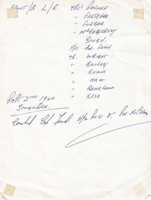 Cricket Match Team
2nd September 1964 back of photo for list of team members
Keywords: Edward Ferguson;RAF Changi;1964