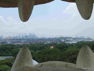 Sentosa Island
View looking out from the jaws of the Merlion, the area with all the cranes is Pulau Brani and itâ€™s not mentioned in any of the tourist literature
Keywords: Sentosa Island;Merlion;Pulau Brani