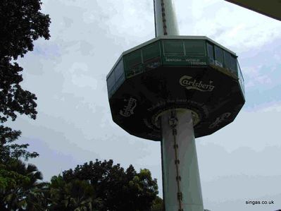 Sentosa Island
Photo of the Carlsberg Tower.  The car rides up and down the pillar rotating slowly around until it reaches the top, 280m up.
Keywords: Sentosa Island;Carlsberg Tower