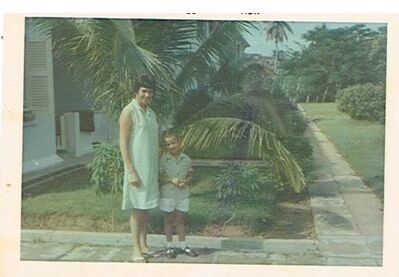 Mum and I in front of the house in Wittering Road.
Keywords: Charles Mannell;Wittering Road