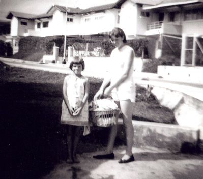 Janet Walker - Chip Bee Estate
Janet with sister Sharon on the Chip Bee Estate.  Sharon went to Alexandra School.
Keywords: Janet Walker;Sharon Walker;Alexandra School;Chip Bee