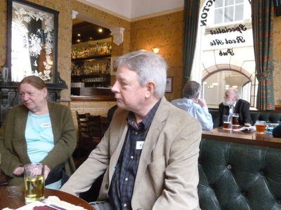 The Wellington Pub, Birmingham. 
L to R. Janet Smith and Tom Hayden

