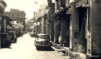 Typical Singapore street of the 1950â€™s
Keywords: John Simner;street