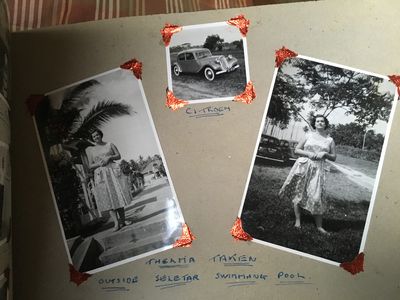 Thelma Johnstone with their Citroen car
Outside Seletar pool
