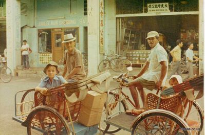 David and I on tri-shaws in Malacca, 1971.
Keywords: Lucy Childs;1971;Malacca;tri-shaws