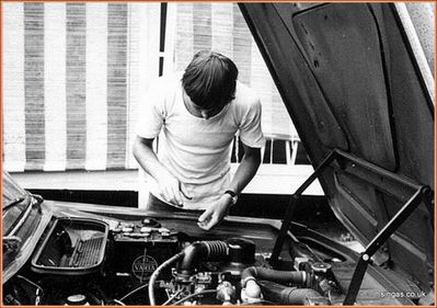 Mersing camping trip
Mersing camping trip Nov. 1966. â€˜Spudâ€™ Leavey checks over the car before the return drive to Singapore
Keywords: Mersing;1966