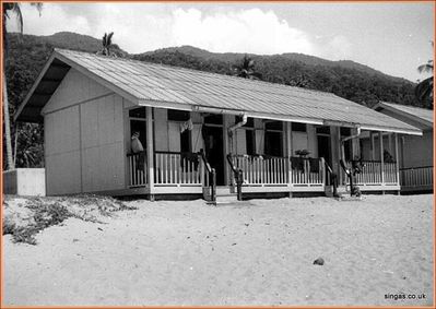 Field Trip to Pulau Tioman â€“ July 1967
Our quarters on Tioman â€“ fishermenâ€™s huts used for refuge in stormy weather. Keith Gordon on balcony.
Keywords: 1967;Pulau Tioman