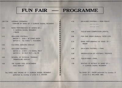 18th Signal Regiment - Grand Fun Fair Programme
