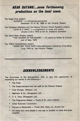 Sceneshifters Princess Ida - Victoria Theatre 1969
Acknowledgements
