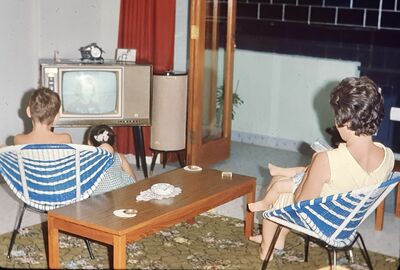 Watching TV at our flat in Pacific Mansions. L-R Dave Moffett, Gill Moffett, Mae Moffett. I’m pretty sure we were watching Bewitched.
Keywords: David Moffett; Gillian Moffett; Mae Moffett; Pacific Mansions; 1966