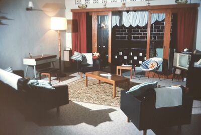 Living room of our flat on the 8th floor of Pacific Mansions in 1966
Keywords: Pacific Mansions; 1966