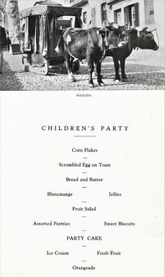 SS Empire Clyde children's party menu.  In the afternoon!
