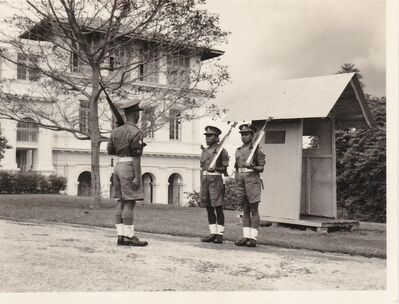 Singapore Guard Regiment on guard at Government House 1953
