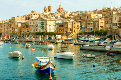 The harbour at Valetta, Malta.
