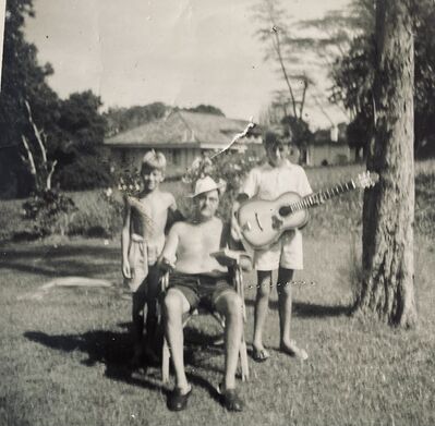 In the garden. Nee Soon
My brothers Philip and Frank with my dad, Major Lunn.
