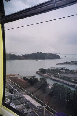 Keppel Harbour and Pulau Brani, taken from the cable car heading over to Sentosa Island or Pulau Sentosa.
Keywords: Sentosa;cable car