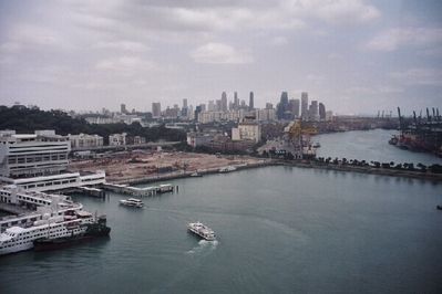 Keppel Harbour and Pulau Brani, taken from the cable car heading over to Sentosa Island or Pulau Sentosa.
Keywords: Sentosa;cable car