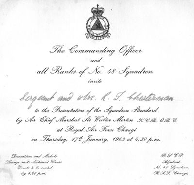 Invitation
Keywords: Bob Chesterman;48 Squadron;Changi;RAF