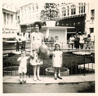 Standing in Raffles Square with my mother and brother
Keywords: Sandra Chidgey;Raffles Square