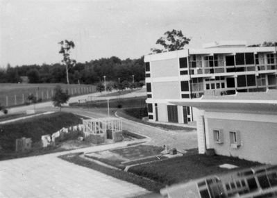 St. Johns - Dover House
 When we arrived at Dover House it was still like a building site.

This was the view from my dormitory.  For the first few weeks there was no furniture so we had to live out of suitcases.  At least there were beds.
Keywords: St. Johns;Dover House;Alan Cooke