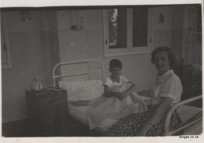 Mother and brother Keith at British Military Hospital, Alexandra Barracks, for extraction of tonsils
Keywords: Neil McCart;British Military Hospital;Alexandra Barracks;BMH