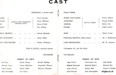 Programme of the Boy Friend musical put on by ASM
Cast of The Boy Friend â€“ lots of names.
Keywords: Boy Friend;musical;ASM