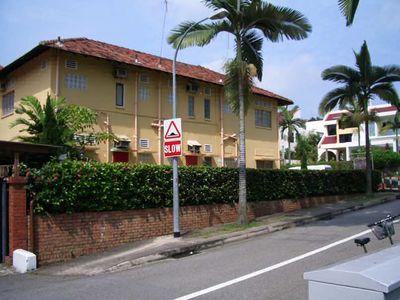 Cameron Hotel
A 2006 photo of the Cameron Hotel, thanks to Peter Chan.  It was popular with RAF personnel in transit to the UK after their engagement was over.  Cameron Hotel is located at Guan Soon Avenue, off Upper Changi Road.  Jeffery Abdullah adds, that this hotel is located very near to Simei Housing Estate. If you take the MRT, the station that you need to alight will be SIMEI MRT Stn and then its a walking distance cutting through the footpath next to the new condominiums and private houses.
Keywords: RAF Changi;Cameron Hotel;2006;Peter Chan