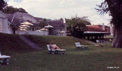 Changi Hotel
Rear view of the Hotel. My mum is on the seat.
Keywords: Changi Hotel