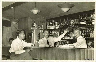 Halfway House
Mr. Foo with 2 British patron taking over the bar, circa 50â€™s
Keywords: Halfway House;Restaurant