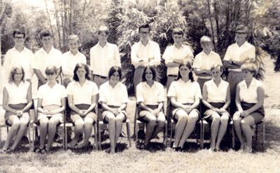 St. John's 1969 - Belvoir G
St. John's 1969

Janet is front row 3rd from the left. If you identify yourself or others in this photo please let me know.

Many thanks to Trevor Cheesman who has identified this photo as Belvoir G form and was able to put names to faces.

Back row (l to R)  Trevor Cheesman (me) Charles, Russell Wilson, Raymond, Charles, Mike, Will, Bob,

Front row (l to R) Dawn, Lynda, Janet Walker, Valerie, Susan, Lynda, Lorna, Susan
Keywords: Janet Walker;Trevor Cheesman;St. Johns;1969