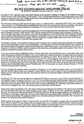 Invasion of the Japanese in 1941 - RNWS Kranji
This is an interesting article about and the Invasion of the Japanese in 1941.
Keywords: Lucy Childs;RNWS Kranji;Invasion;Japanese