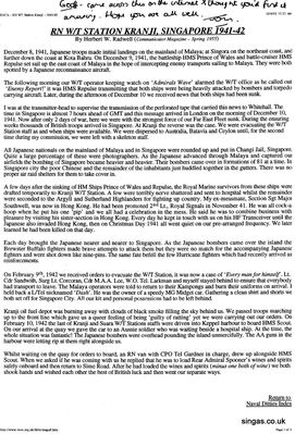 Invasion of the Japanese in 1941 - RNWS Kranji
This is an interesting article about and the Invasion of the Japanese in 1941.
Keywords: Lucy Childs;RNWS Kranji;Invasion;Japanese