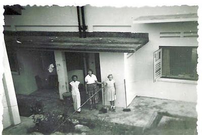 Ling, our amah
Ling our amah, me and mum Mary, at the back door of 9 Lock Road.
Keywords: Margaret Gardener;1955;1957;Ling