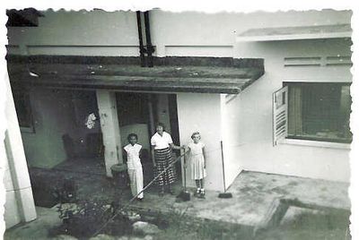 Ling, our amah
Ling our amah, me and mum Mary, at the back door of 9 Lock Road.
Keywords: Margaret Gardener;1955;1957;Ling