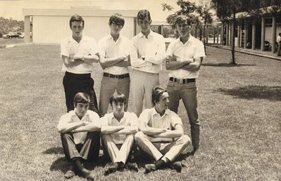 The 'N Set' as they were known in 1968
Front L-R John (Sambo) McCleod, John Webb, Dave Burnage. Back L-R Ralph Mayers, Bob Hide, Bob Simons, Alan Evens
Keywords: John (Sambo) McCleod;John Webb;Dave Burnage;Ralph Mayers;Bob Hide;Bob Simons;Alan Evens;St. Johns