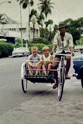 My brother & I on the rickshaw 
