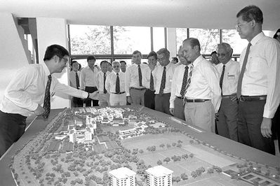 Plans for the New Poly
 Michaels father that is standing behind President Wee Kim Wee.  Michaels father George, went on to became the Chairman of the Singapore Polytechnic.
Keywords: Michael Fong;Singapore Polytechnic;Wee Kim Wee;Dover Road