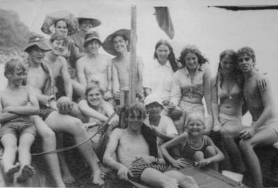 Pulau Tioman 1970
Pulau Tioman 1970

Thanks to Carol Dinnes for this photo of a trip to Pulau Tioman in 1970.  Featured in the photo is Carol and Alan Dinnes.  Brian Gibbs wrote in the Guest Book "I'm in the centre behind the mast, wearing a very wide rimmed hat. The two guys to my right (picture left) are Keith Greggor and Ian Cox. I think Carol is behind Keith. The guy on the extreme right of the photo is John (?) Tadman. I recognise the girl friend with him but not sure of her name - Andrea perhaps?"
Keywords: Carol Dinnes;St. Johns;1970;Brian Gibbs;Keith Greggor;Ian Cox