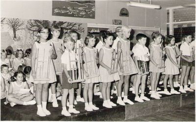 Royal Naval Junior School. Singapore
Mr Jackman's class in June 1969 playing the Anklungs (an Indonesian instrument) at the Royal Naval School.

My thanks to Paula Crook for this photo.  She was there from 1967 to 1970.  Paula has also left an entry in the Guest Book.
Keywords: RN School;Mr Jackman;1969;Anklungs;Paula Crook