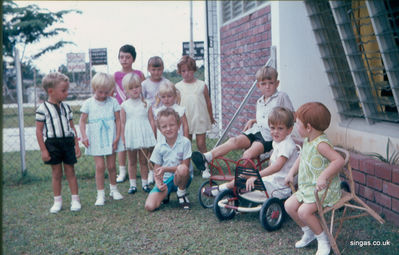 Neil and Friends
Neil and Friends, 1108 Sembawang Road Our House, S'pore 1969
Keywords: Thomas Crosbie;Neil Crosbie;Sembawang Road