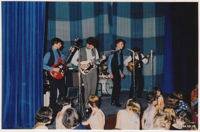 The Hellions
St. Johns February 1965.  Mike is on the left with the red bass guitar
Keywords: The Hellions;Mike Ludlow;St. Johns;1965