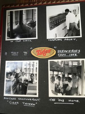 Tiger brewery visit 
Sept 1958
My late Dad, Ron Johnstone, known as Johnny or Big John, on a trip to Tiger Beer Brewery
