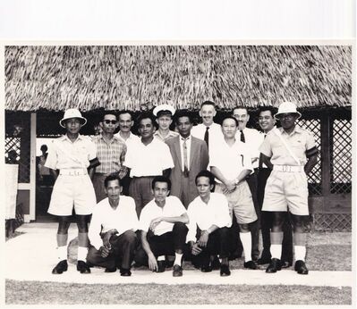 1963 involved in building a classroom
In this photo my father, Billy Ferguson (possibly called Paddy sometimes as we are from Northern Ireland) â€“ he is standing centre of the back row wearing the white cap
Keywords: Edward Ferguson;RAF Changi;1963