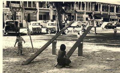 Childrenâ€™s play area opposite Cathay cinema, 1956-58
Keywords: John Simner;Cathay cinema;play area